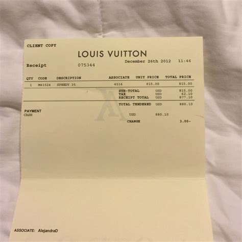 louis vuitton purse receipt